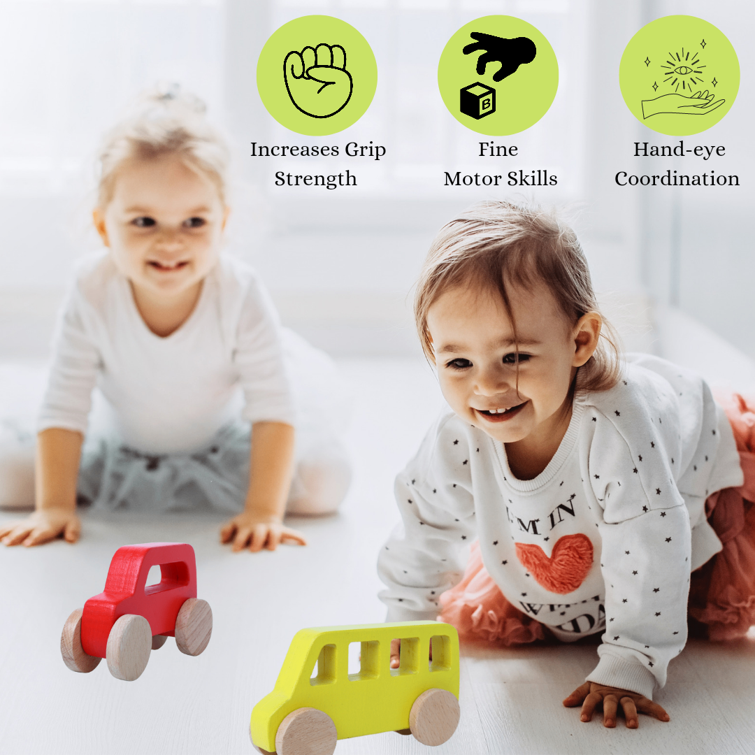 Wooden 3 Vehicle Toy Set With Garage