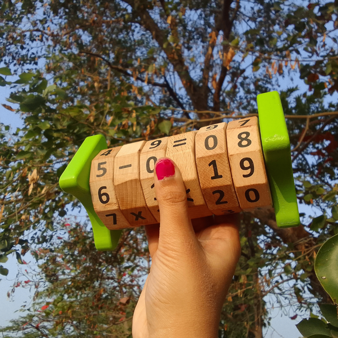 Math Wheel, Flower Tower Stacker And Wooden Car With Garage Combo