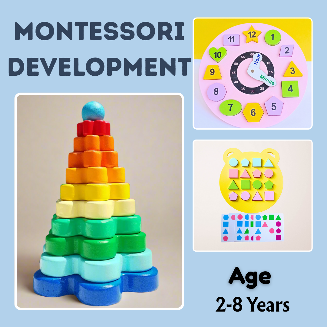 Puzzle Clock, Flower Tower & Shape Sorter Combo