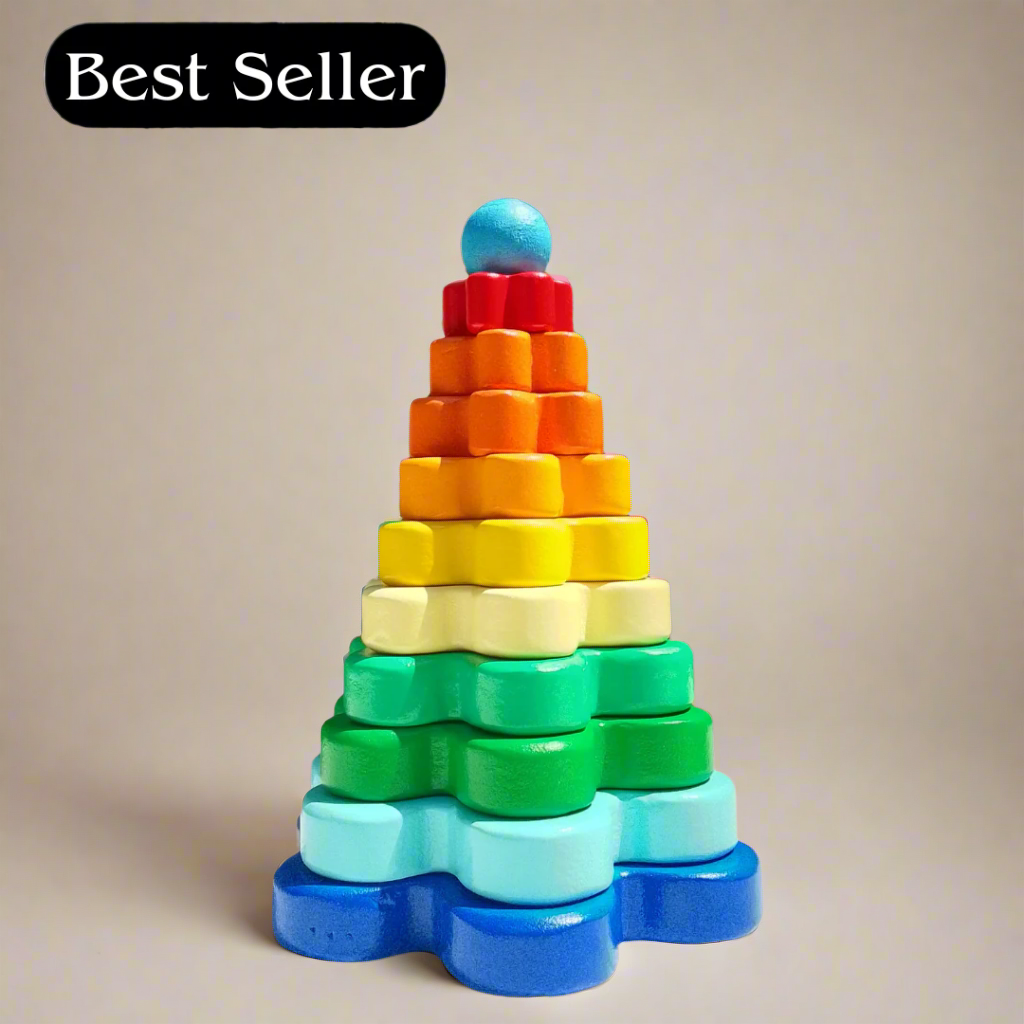 Montessori Wooden Flower Shape Stacker Toy