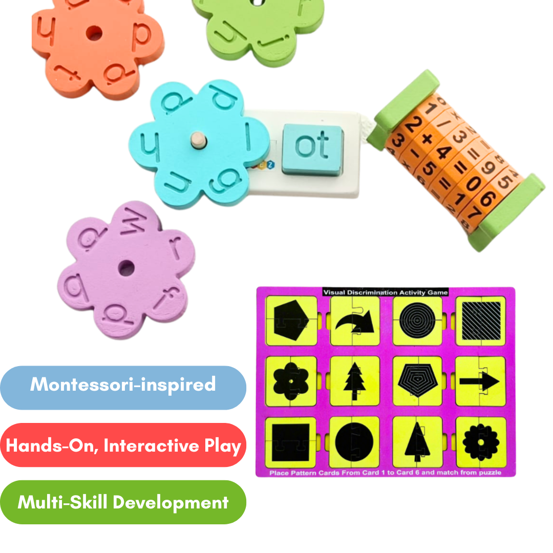 3 Letter Words, Visual Discrimination & Math Wheel Combo