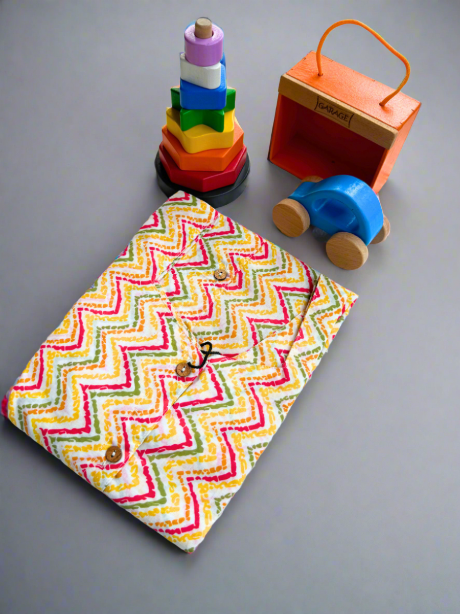 Organic cotton delight dress, multi shape stacker & wooden car combo