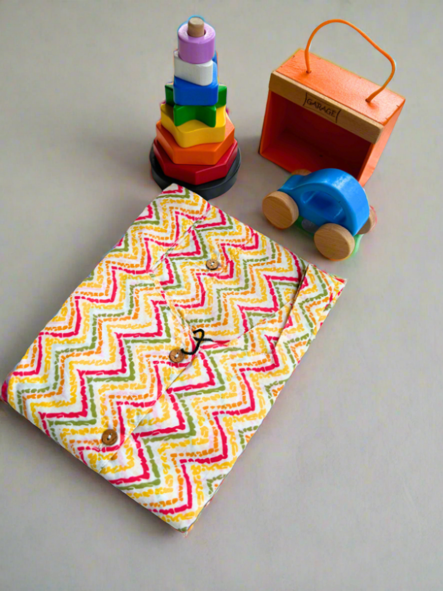 Organic cotton delight dress, multi shape stacker & wooden car combo