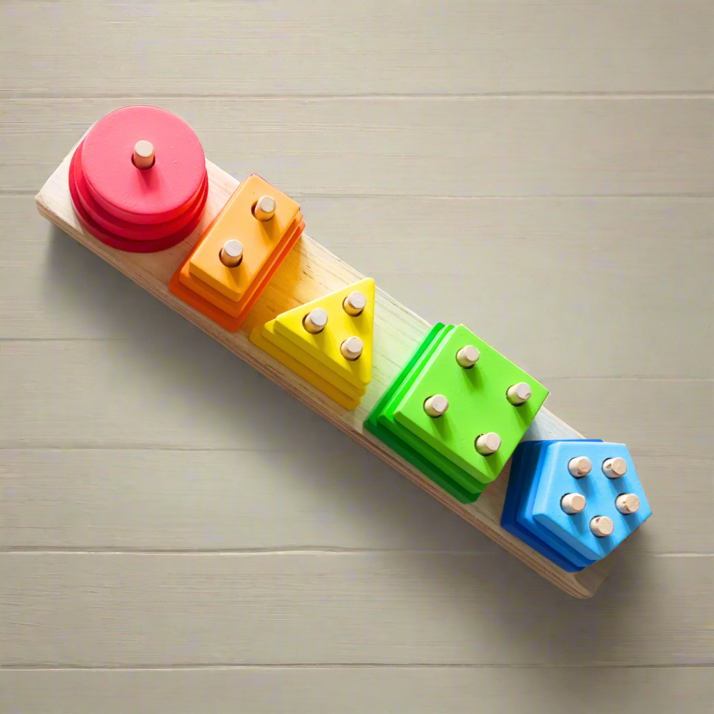 Montessori Wooden 5-Shape Stacker Toy