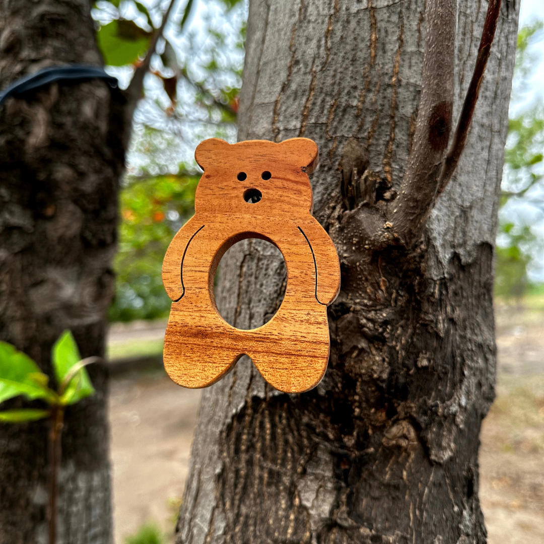 Neem Wood Teethers & Funny Bunny Wooden Rattle