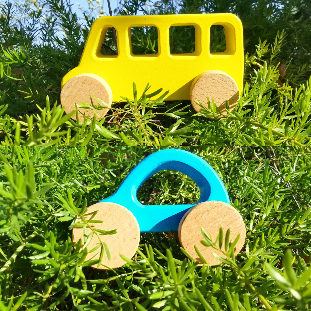 Wooden Bus & Car Combo| Wooden Vehicle Combo – Hawbeez