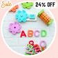 Wooden 3 Letter Words Toy, Math Wheel And Capital English Alphabet Combo