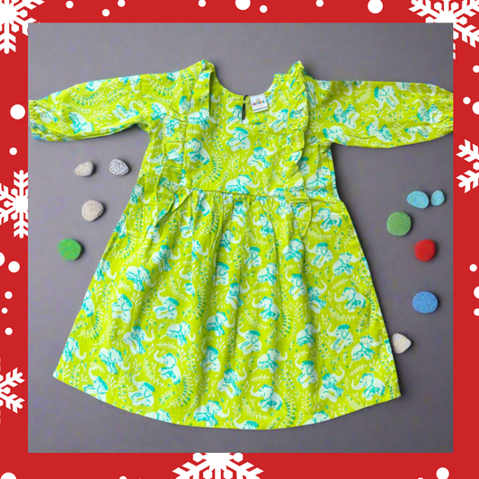 Green Blossom Organic Pure Cotton Frock