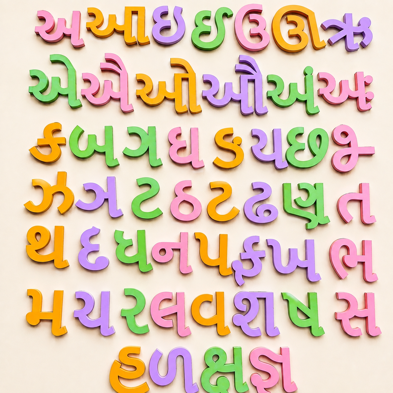 Wooden Gujarati Varnamala