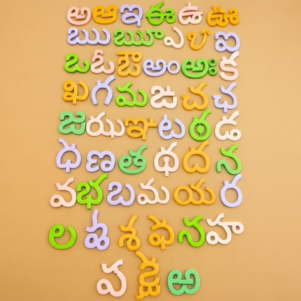 Wooden Telugu Varnamala