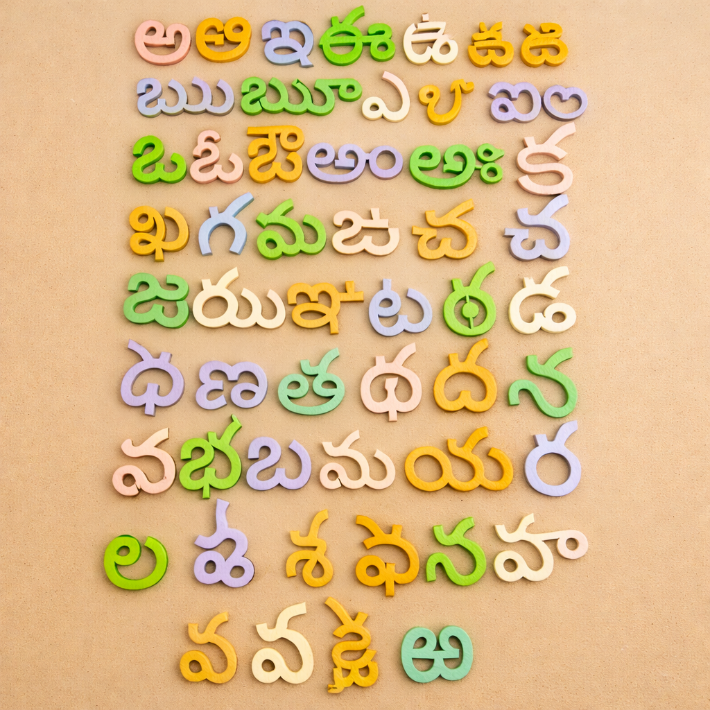 Wooden Telugu Varnamala