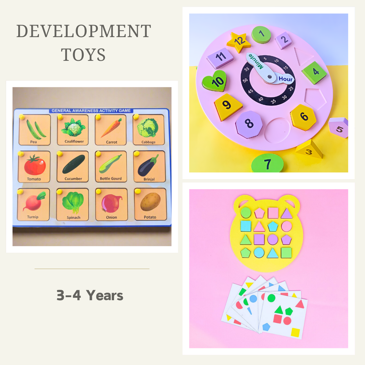 Shape Clock Matching Wooden Clock, Shape Matching & Shape sorter Combo – Hawbeez