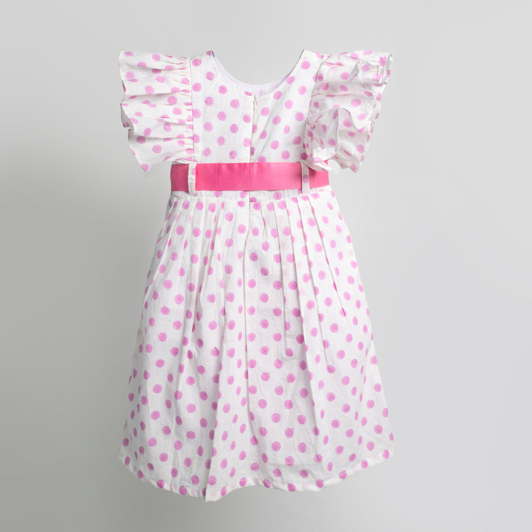 Pink Dot-Print Pure Soft Cotton Dress