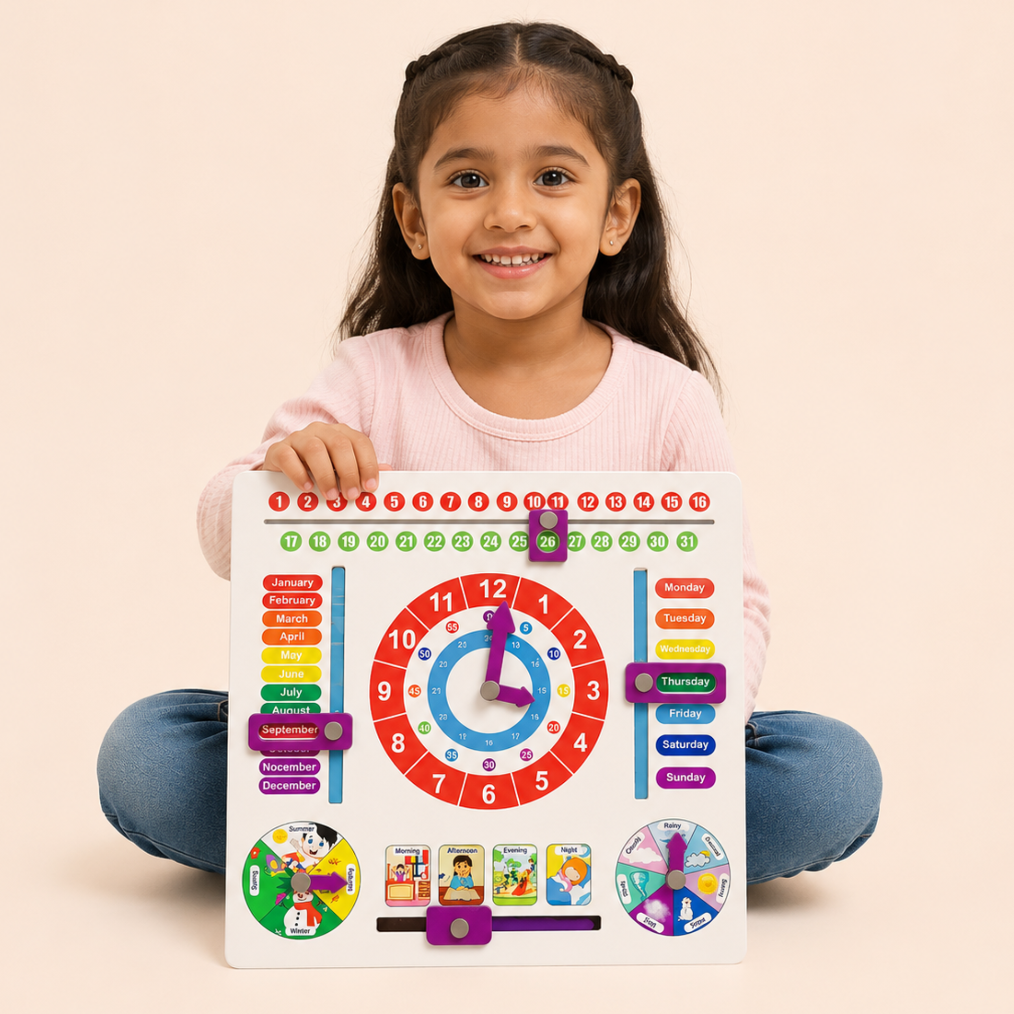 Wooden Weather & Calendar Clock Toy
