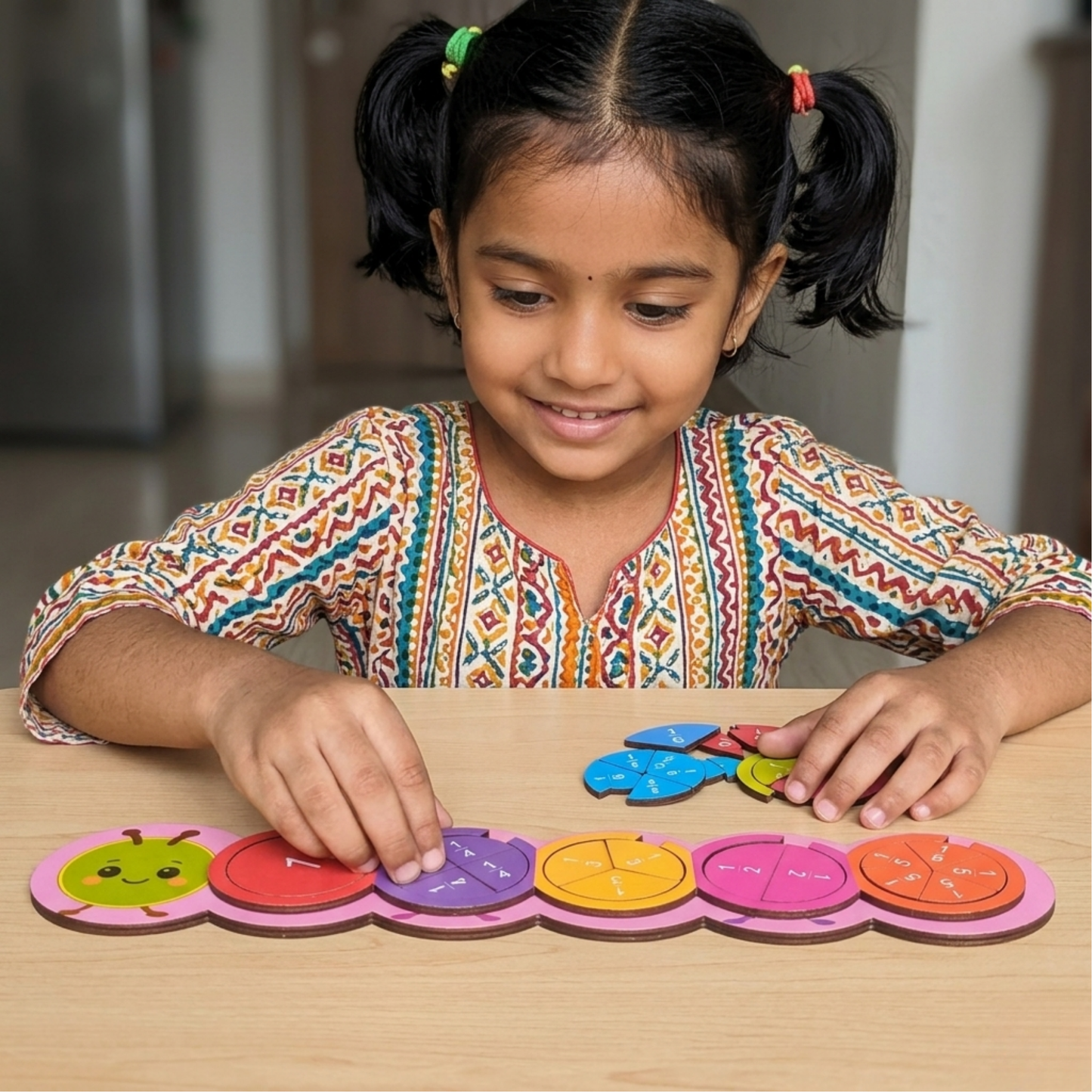 Wooden Fraction Caterpillar