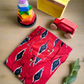 Pure cotton red frock, multi shape stacker & red jeep combo