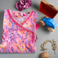 Pink hand block cotton dress, blue car and multi shape stacker