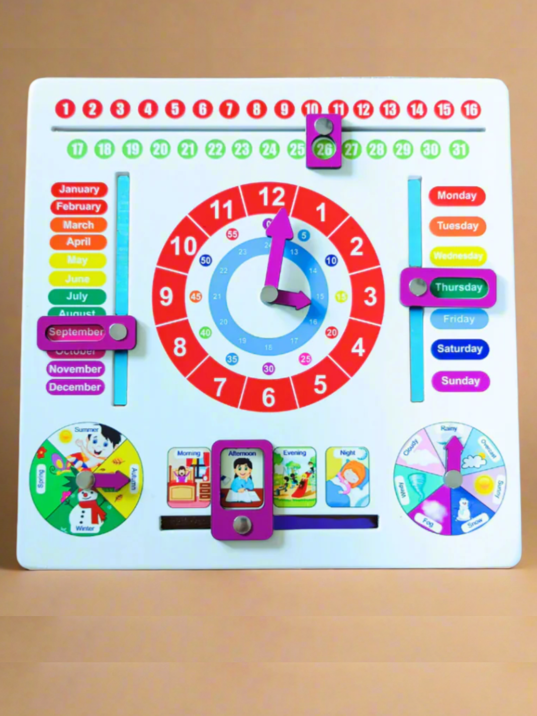 Wooden Weather & Calendar Clock Toy