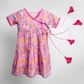 Pink hand block print cotton dress, yellow bus and multi shape stacker combo