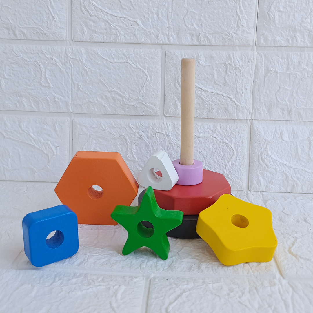 Pattern Shape Stacker Wooden Multi Shapes Stacker – Hawbeez
